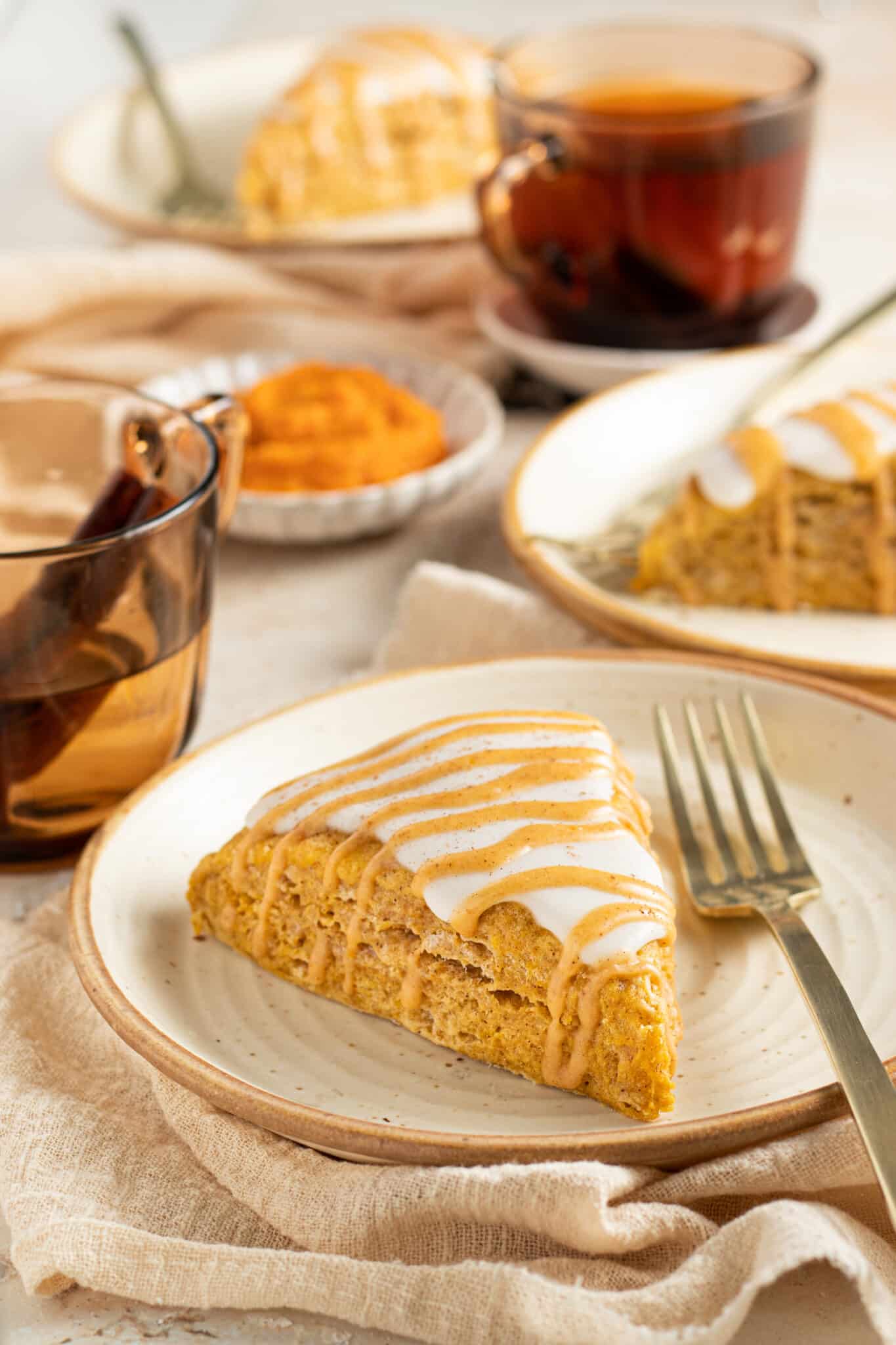 pumpkin scones on a plate. 