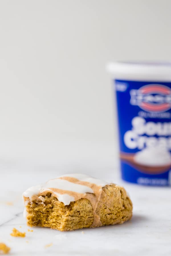 pumpkin scones on a marble slab