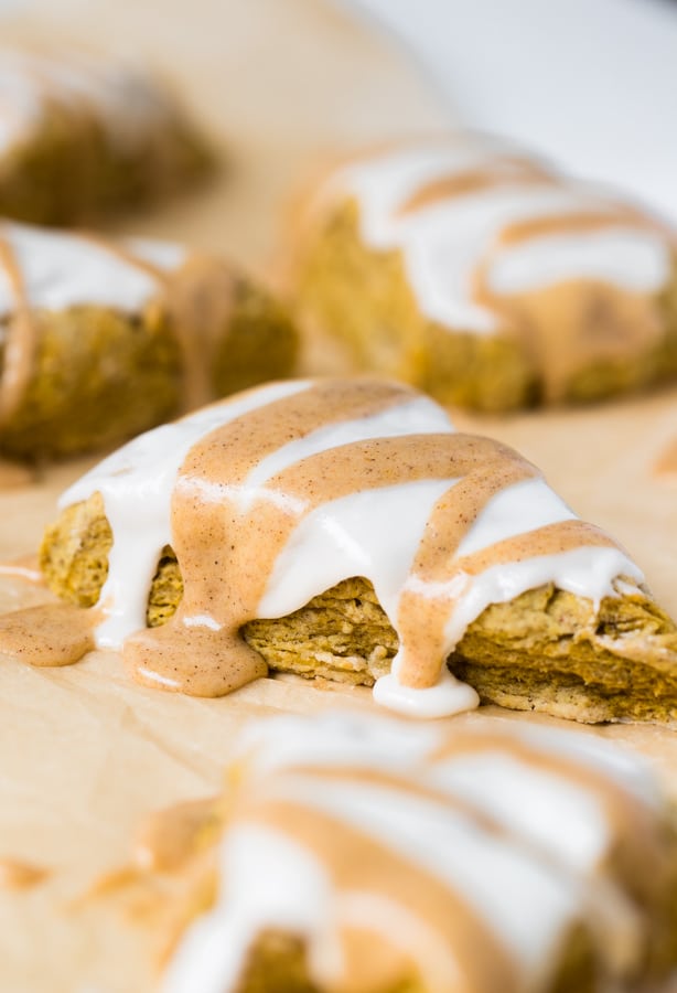 pumpkin scones on parchment paper