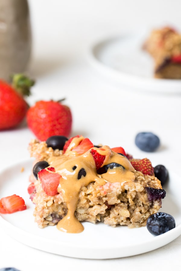 baked oatmeal on a white plate