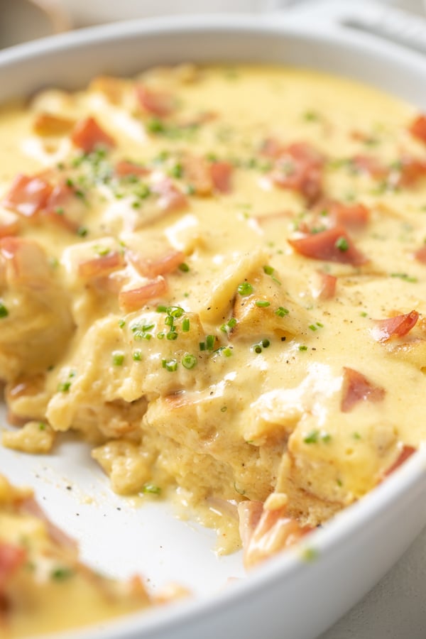 casserole in a white baking dish