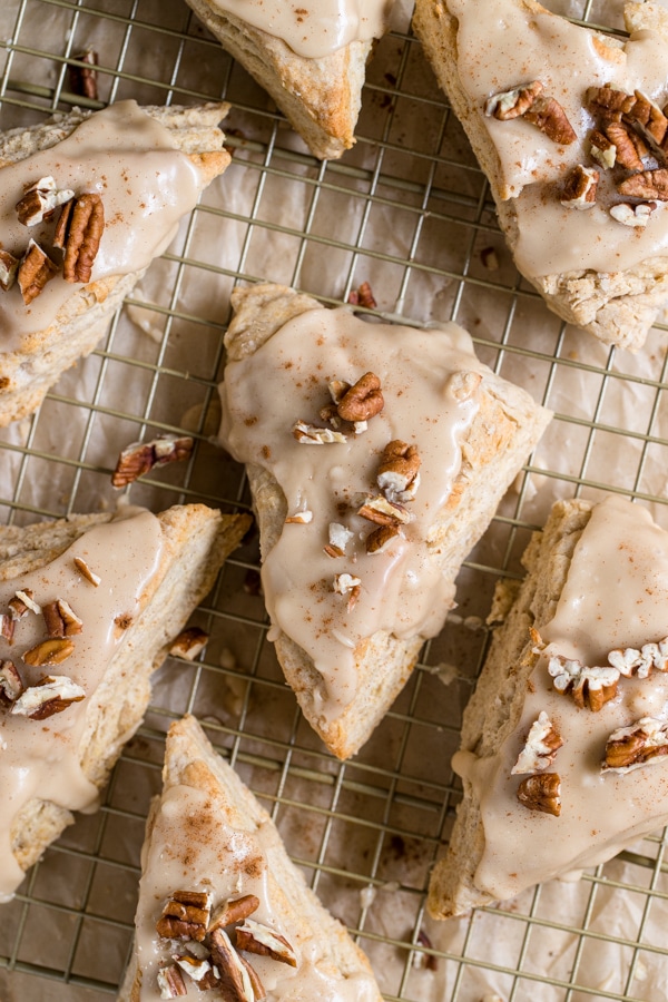 maple scones on a cooling rack