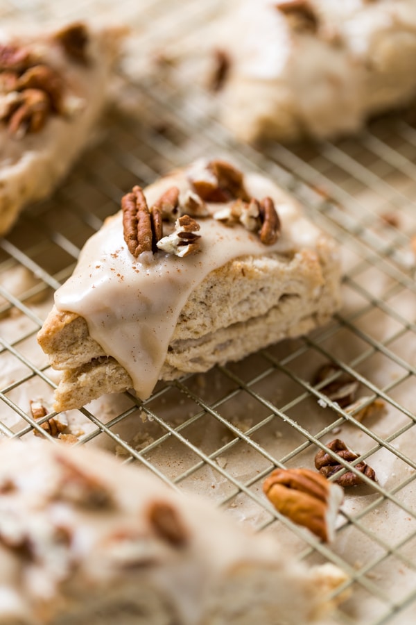 maple scones on a cooling rack