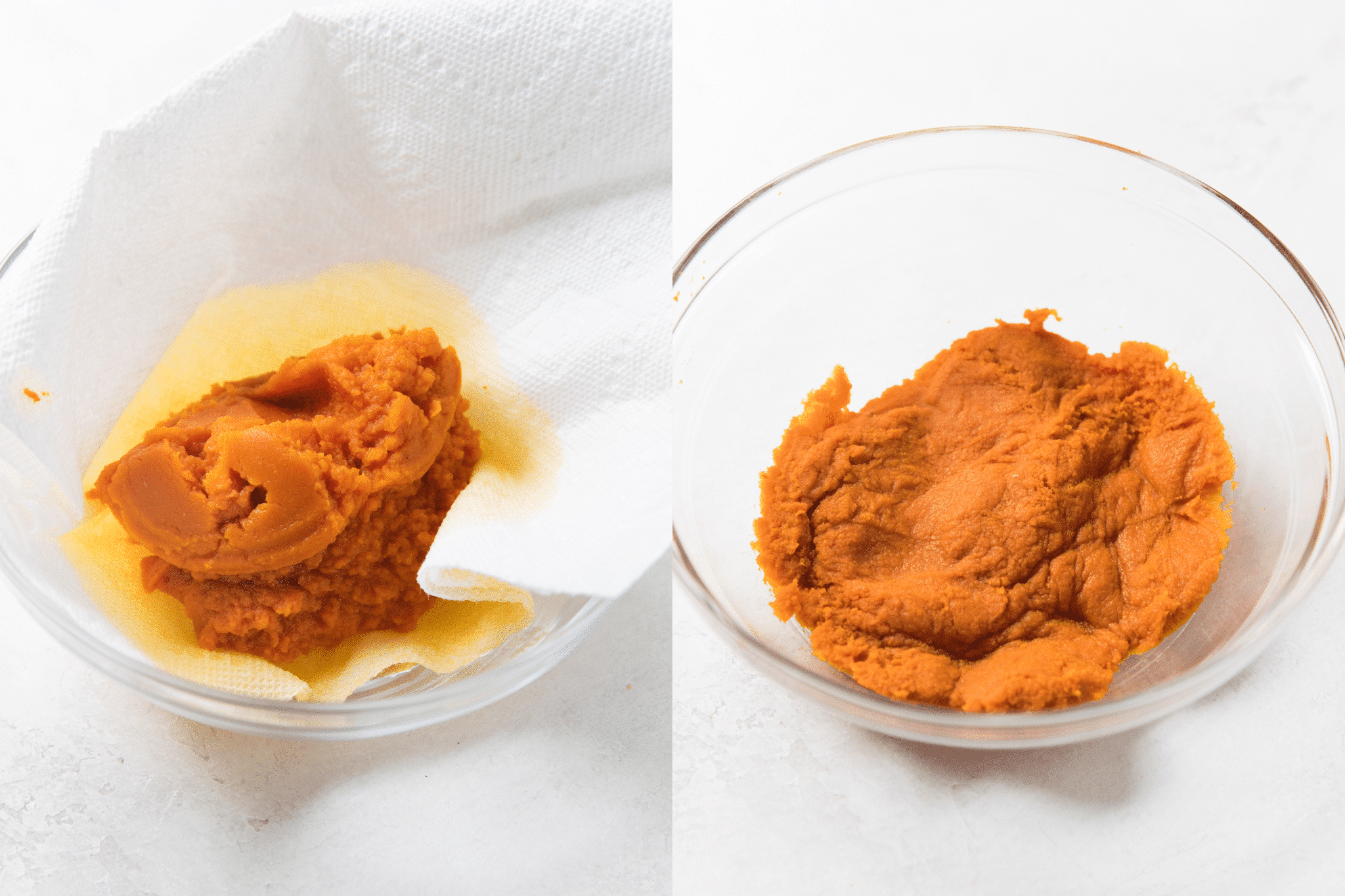 how to blot pumpkin to get out excess moisture 
