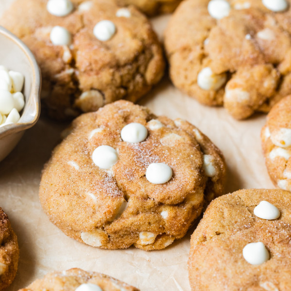 freshly baked cookies on parchment paper