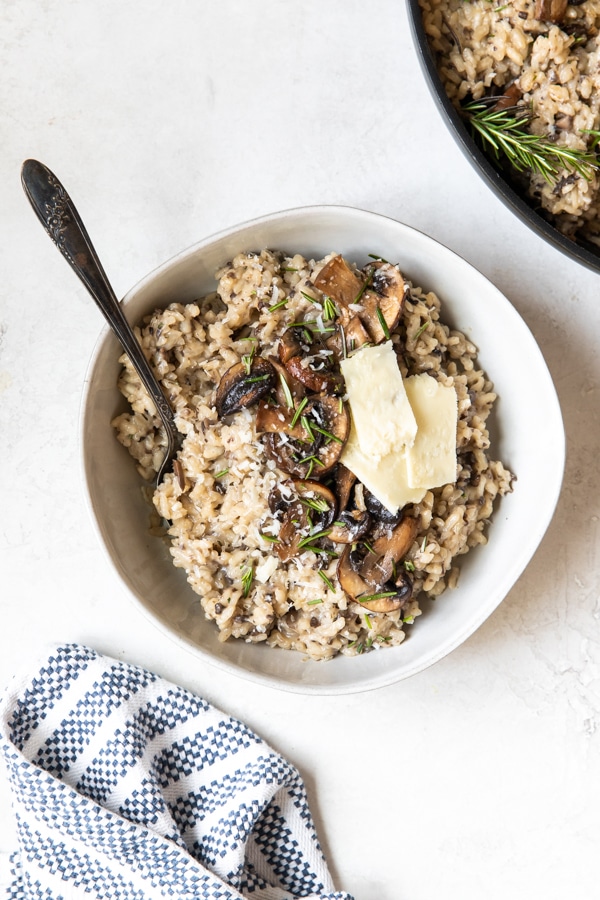 risotto in a white bowl