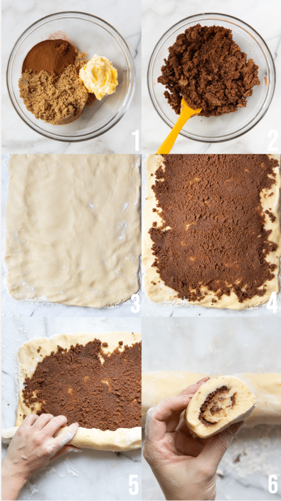 step by step photos of cinnamon roll cookies