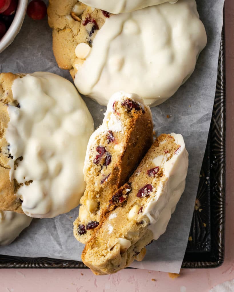 cranberry cookies on parchment paper