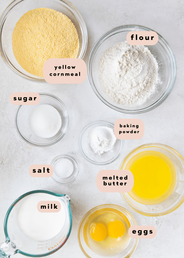 ingredients needed to make homemade cornbread