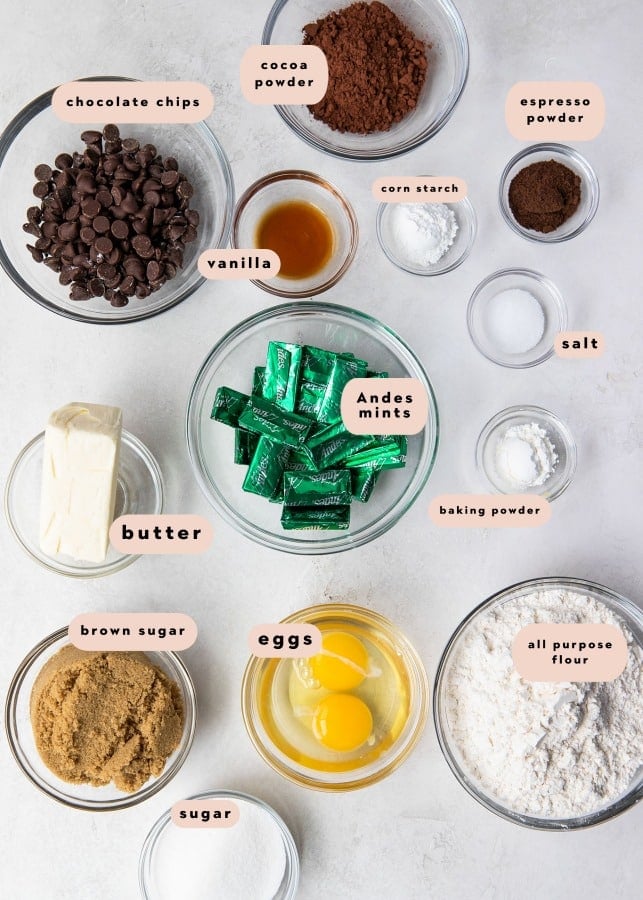 ingredients needed for chocolate mint cookies
