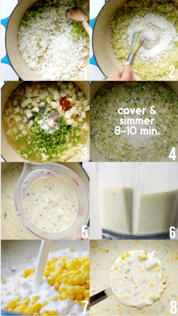step by step photos of how to make creamy corn chowder