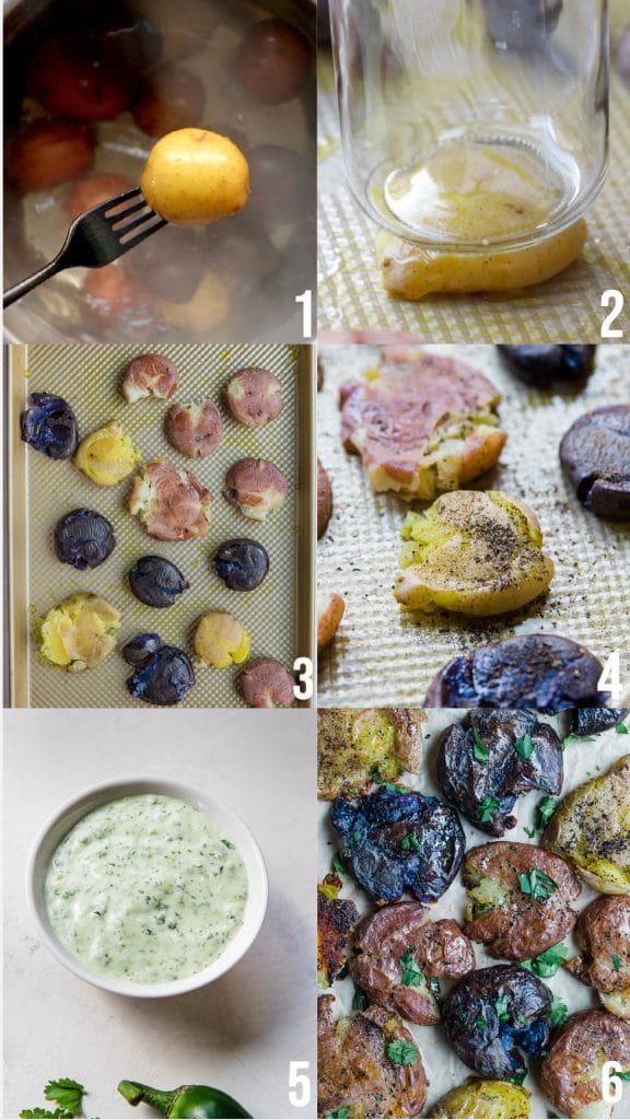 step by step photos of making smashed potatoes