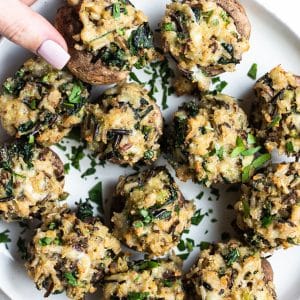 stuffed mushrooms on a white plate