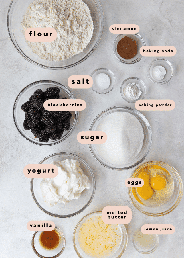 ingredients needed to make blackberry muffins 