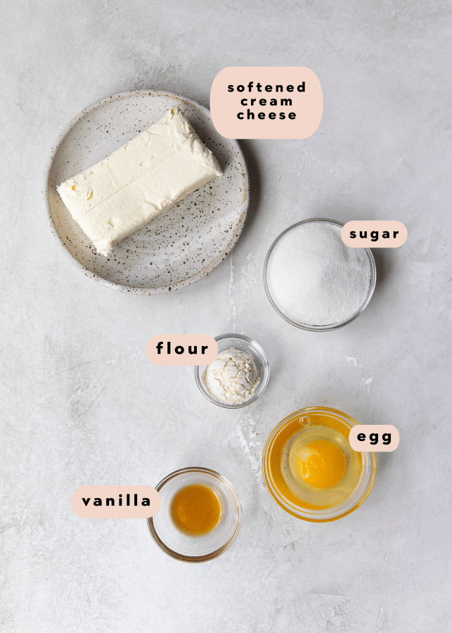 ingredients needed for the cream cheese filling for cookie dough bars