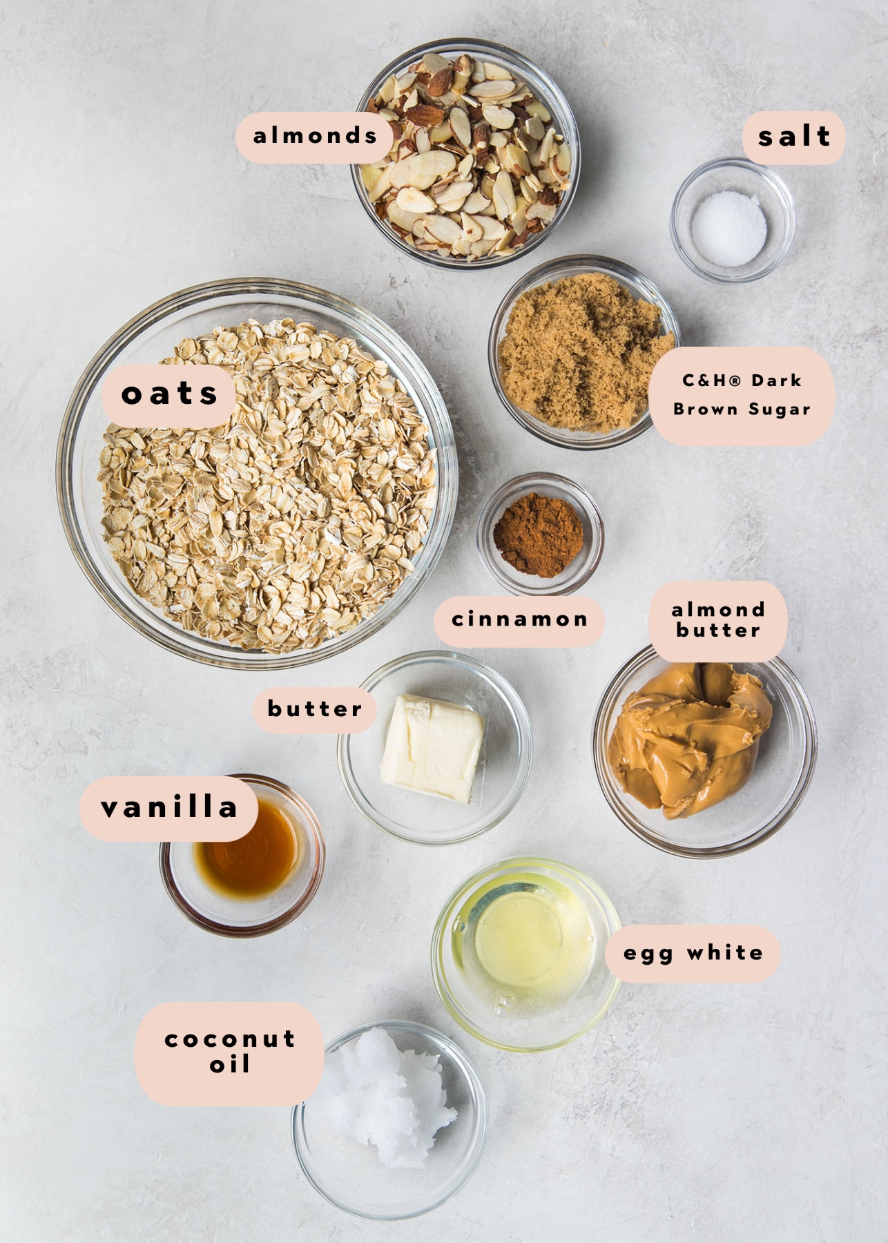 ingredients needed to make vanilla almond granola