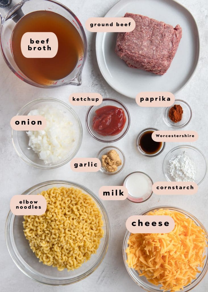 ingredients needed to make cheeseburger macaroni 