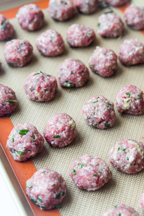 meatballs on a baking sheet