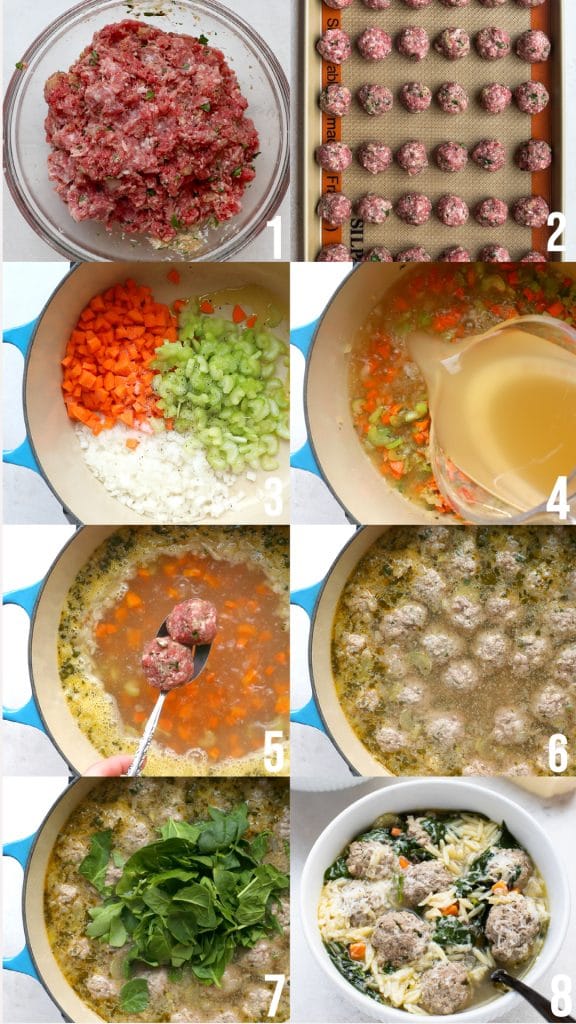 step by step photos of making Italian wedding soup