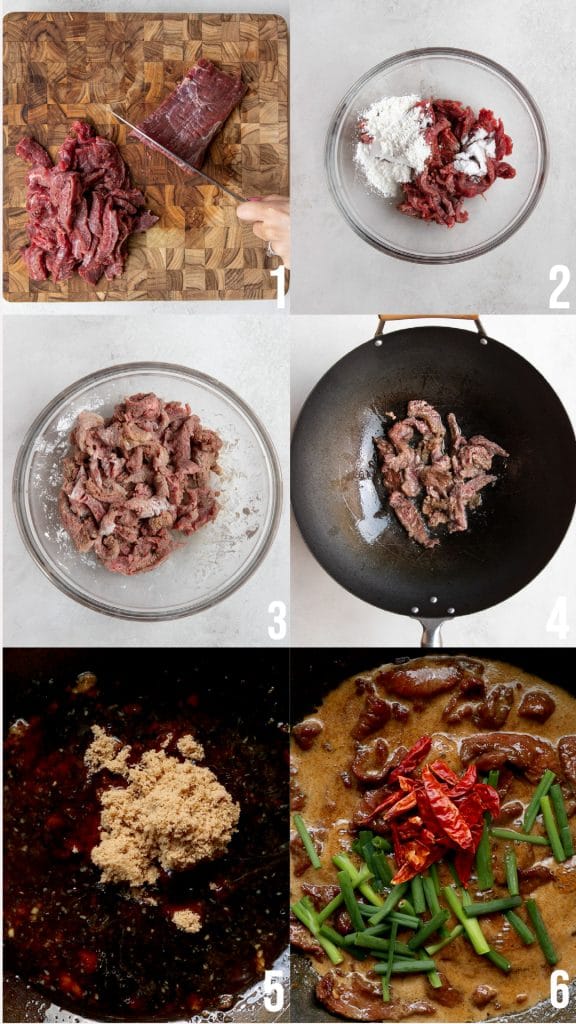 step by step photos of making Mongolian beef