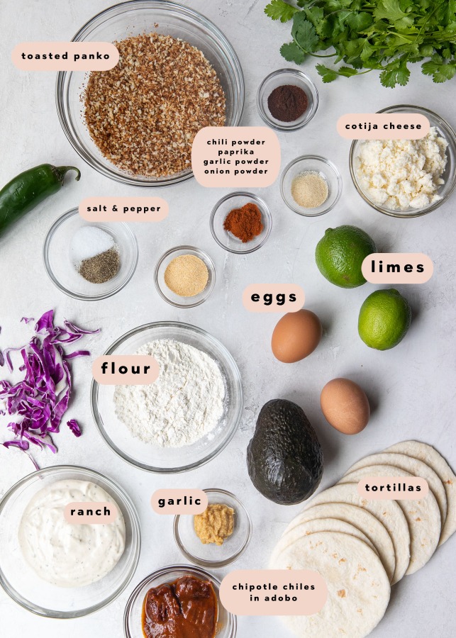 ingredients needed to make panko crusted mahi tacos 