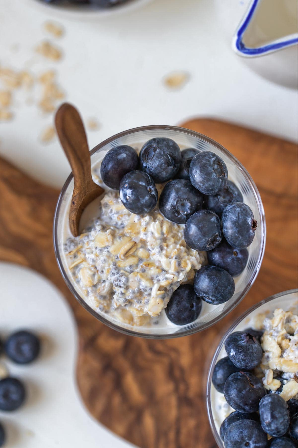 overnight oats with blueberries mixed in