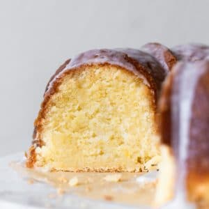 pound cake on a cake stand
