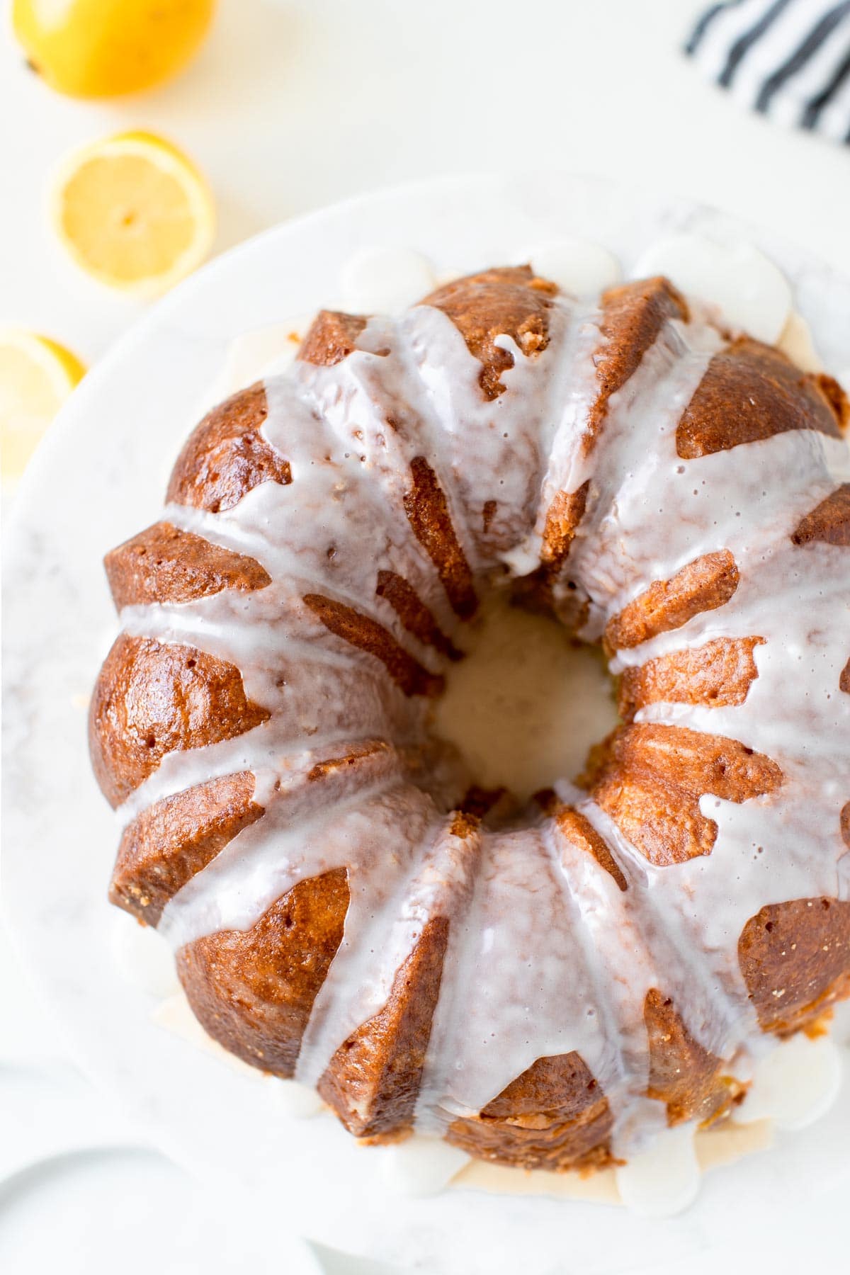 lemon pound cake with icing on top