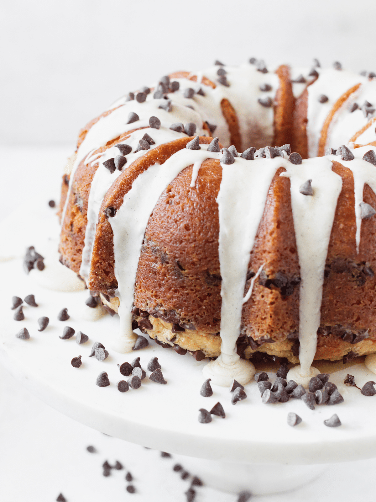 Chocolate Chip Bundt Cake with Vanilla Bean Frosting • Kroll's Korner