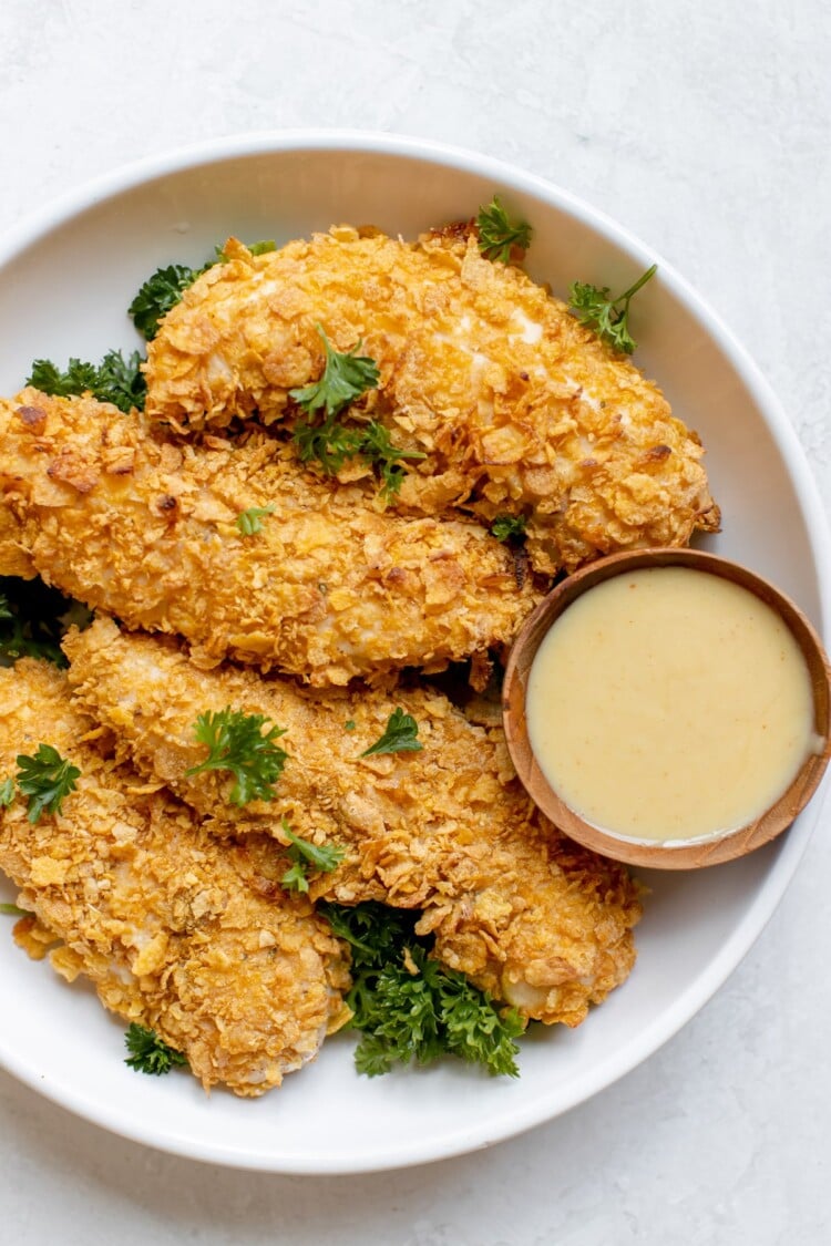 Cornflake Chicken Tenders with Honey Mustard • Kroll's Korner