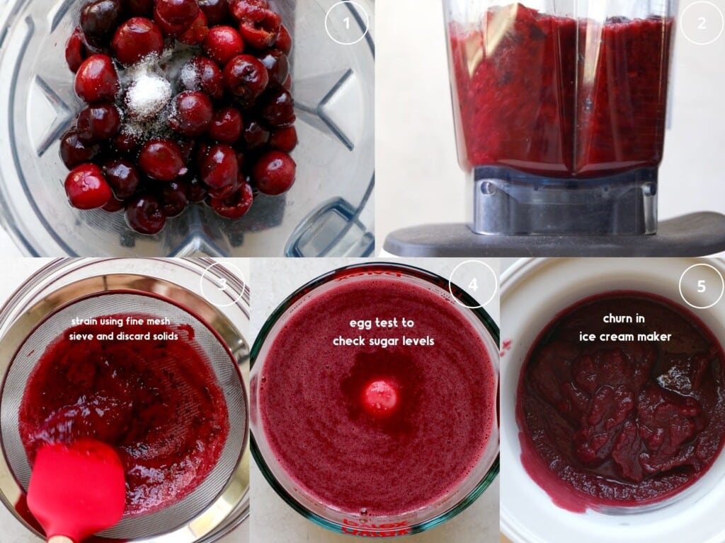 step by step photos making cherry sorbet