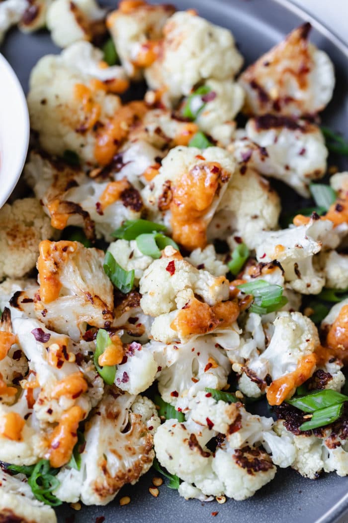 Spicy Roasted Cauliflower with Miso Chili Sauce • Kroll's Korner