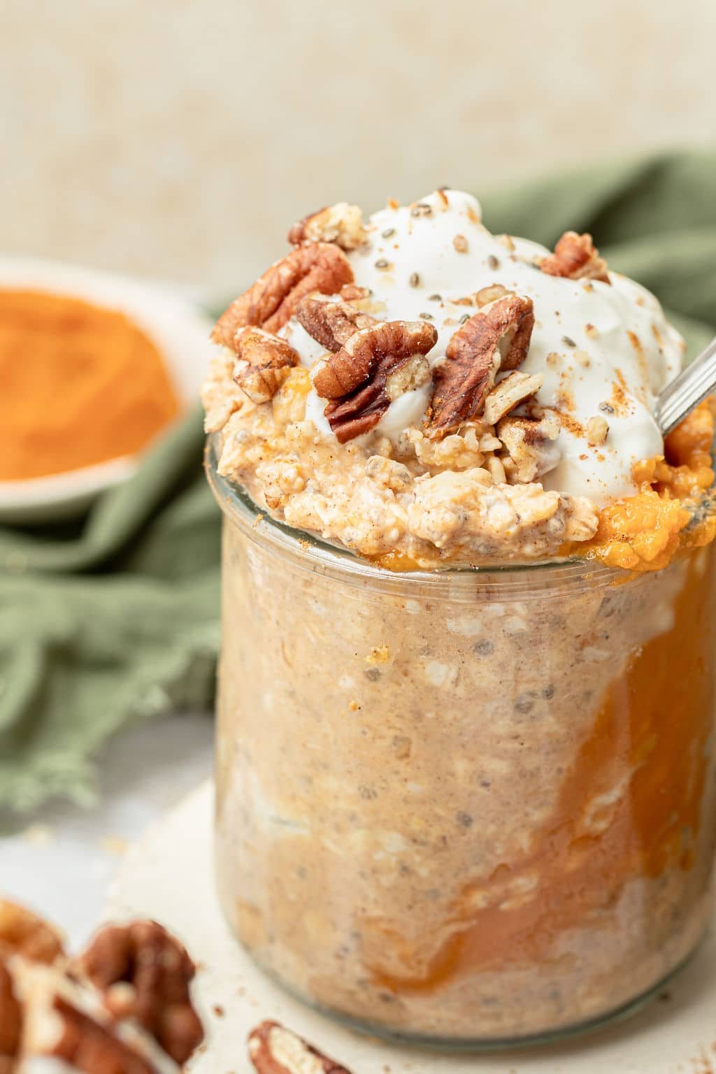 pumpkin oats in glass jar