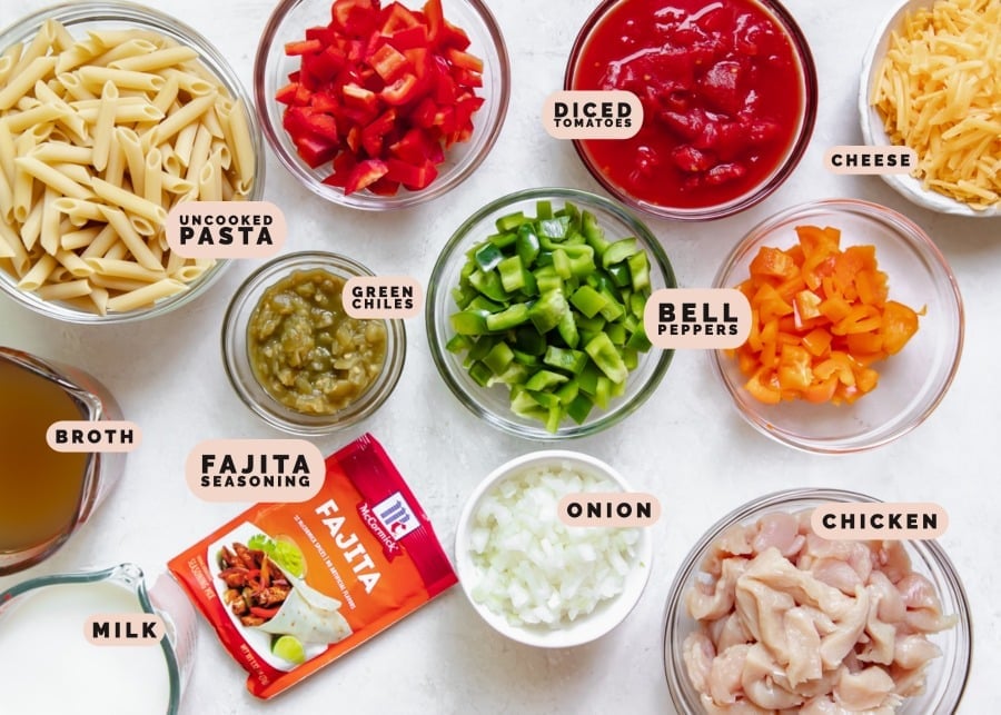 ingredients needed to make fajita pasta