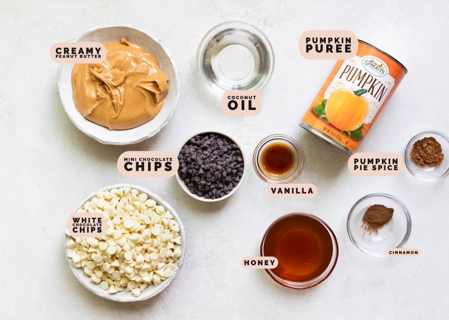 ingredients to make fudge in small glass bowls