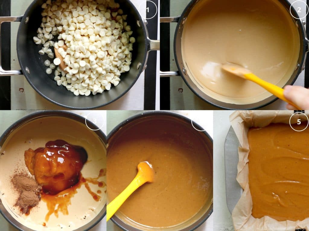 step by step photos of how to make fudge with pumpkin