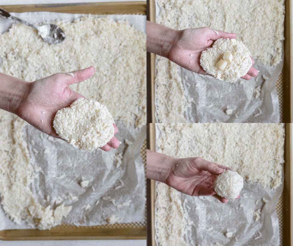 how to make arancini into balls and stuffed with mozzarella 