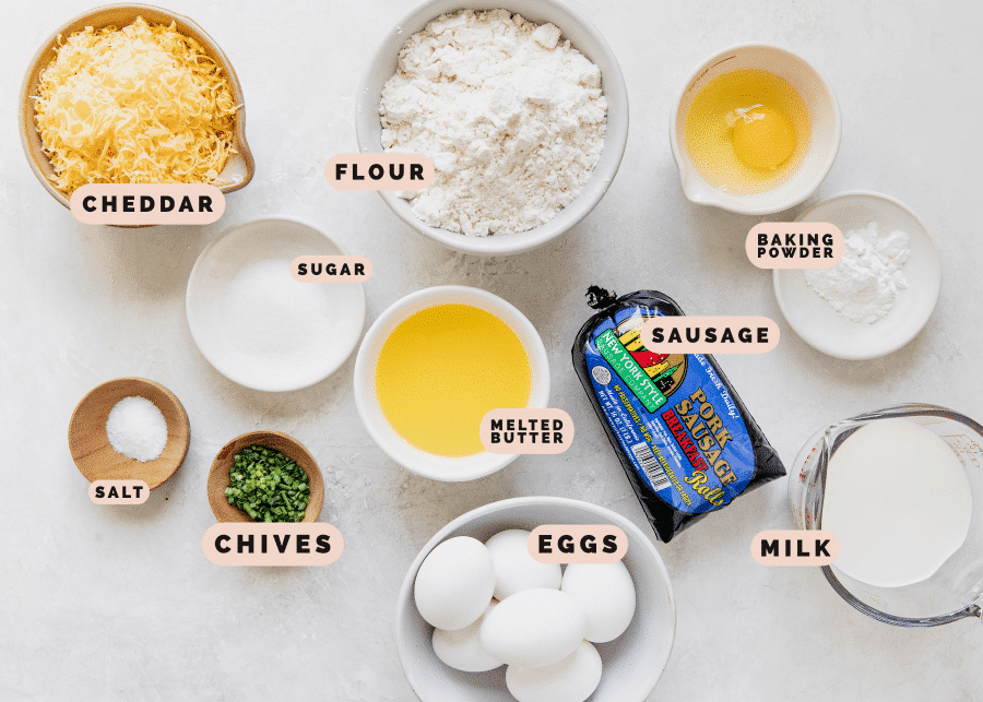 ingredients needed to make breakfast sausage egg muffins 