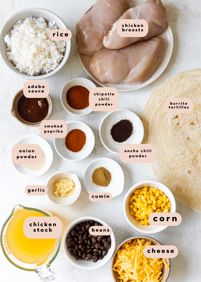 ingredients in small bowls needed to make quesadillas 