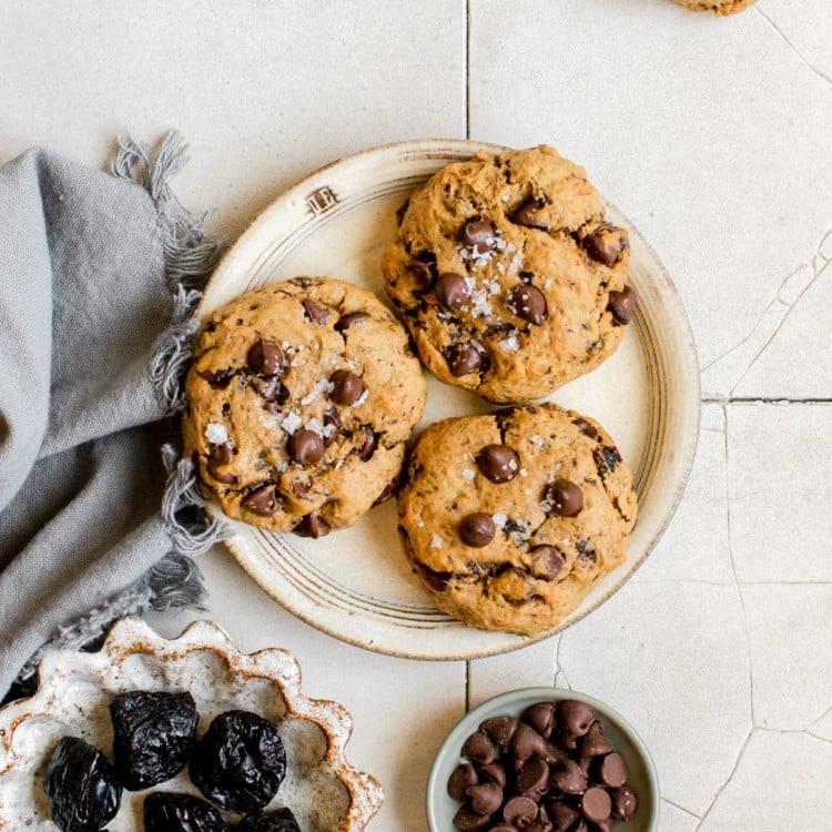 cookies with chocolate chips on a white plate