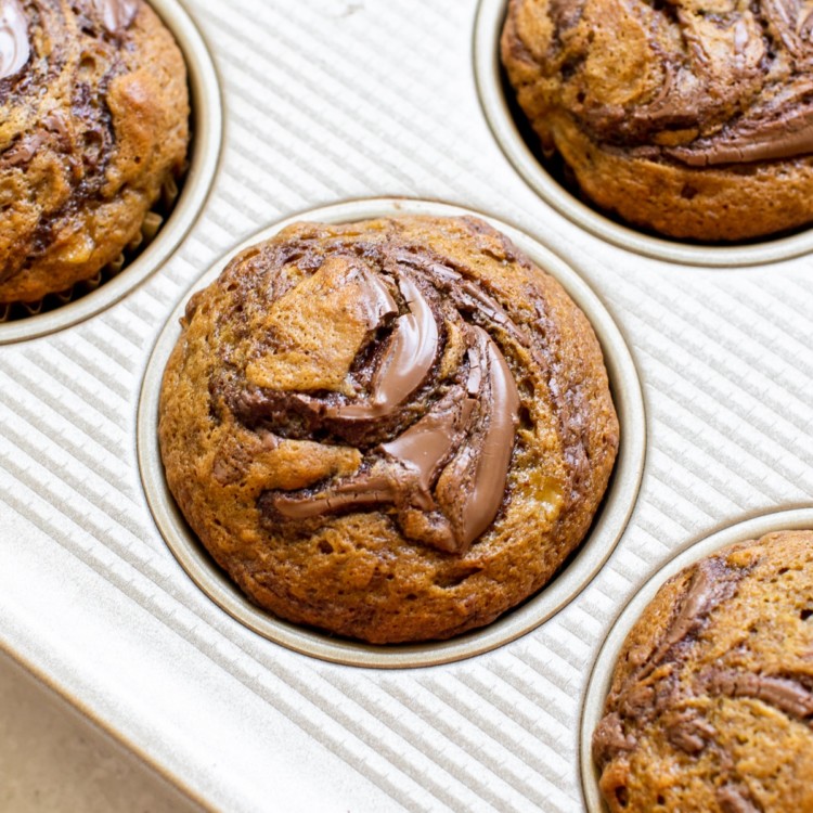 muffins with nutella swirled on top