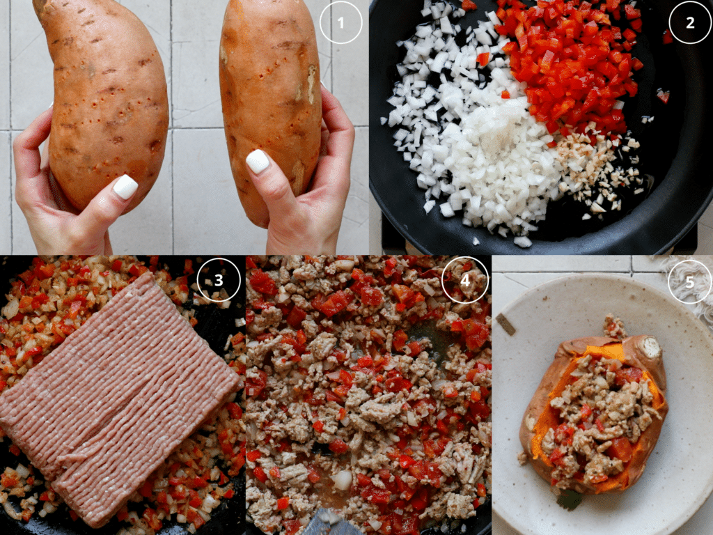 step by step photos on making ground turkey dinner