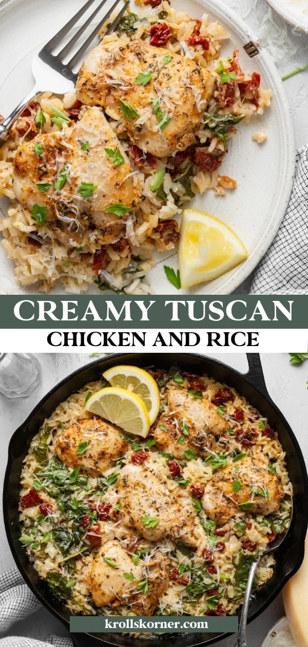 Tuscan Rice Side Creamy Tuscan Chicken and Rice (One Skillet!)