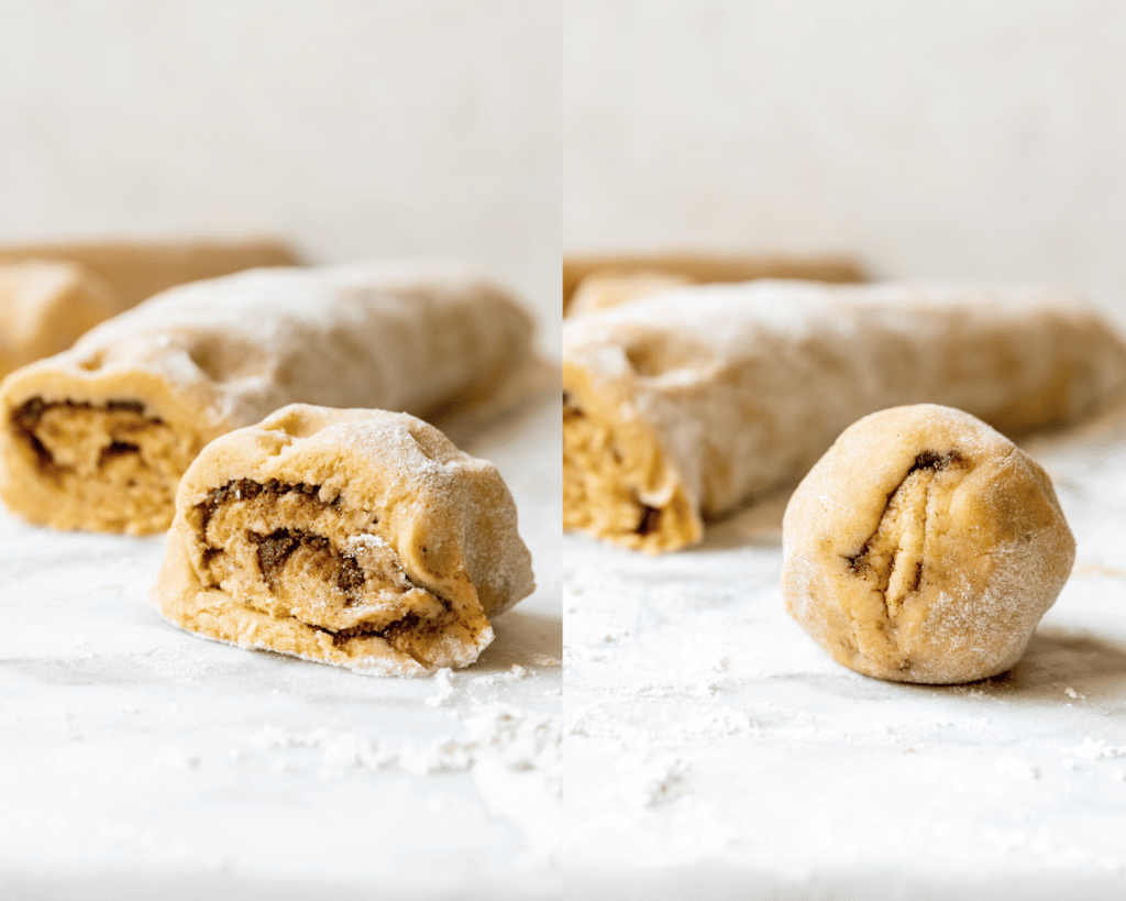 cookie dough rolled into a ball. 