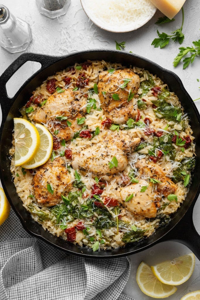 Tuscan Rice Side Creamy Tuscan Chicken and Rice (One Skillet!)