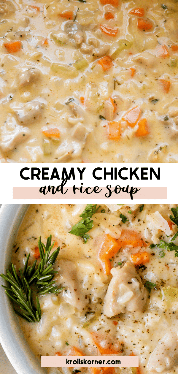 Creamy Chicken and Rice Soup • Kroll's Korner