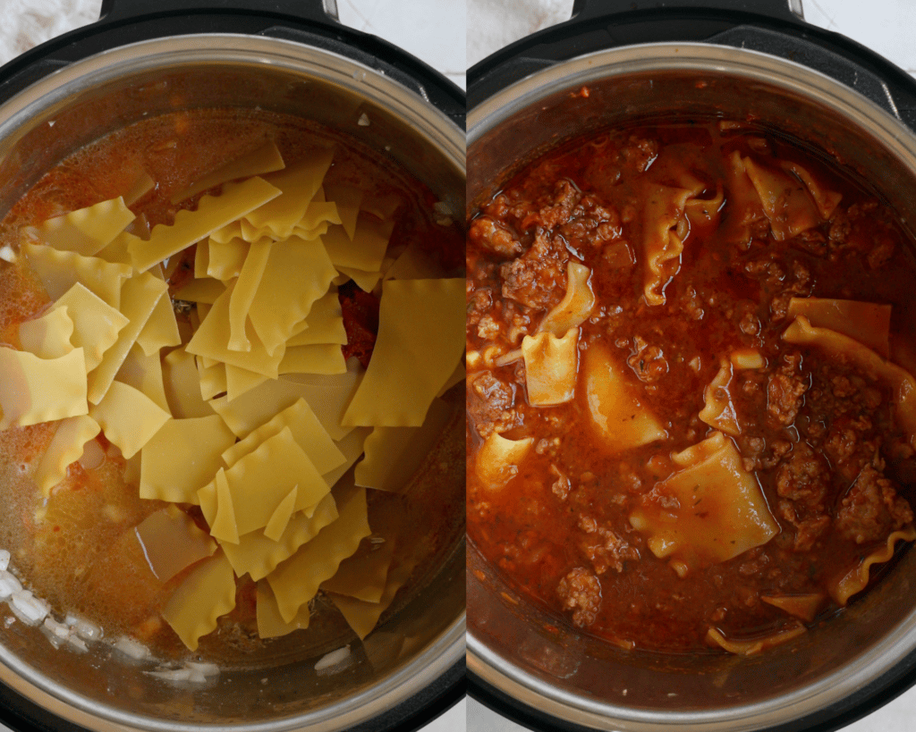 soup made with lasagna noodles in an instant pot.