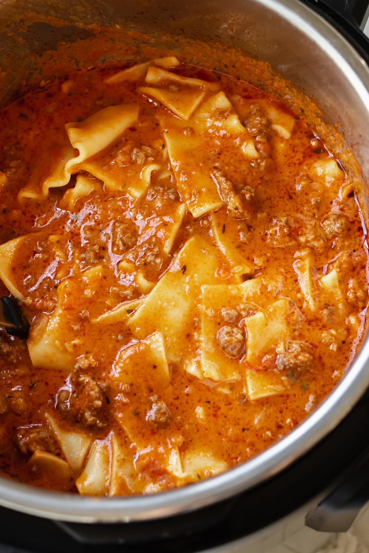 soup made with lasagna noodles in an instant pot.