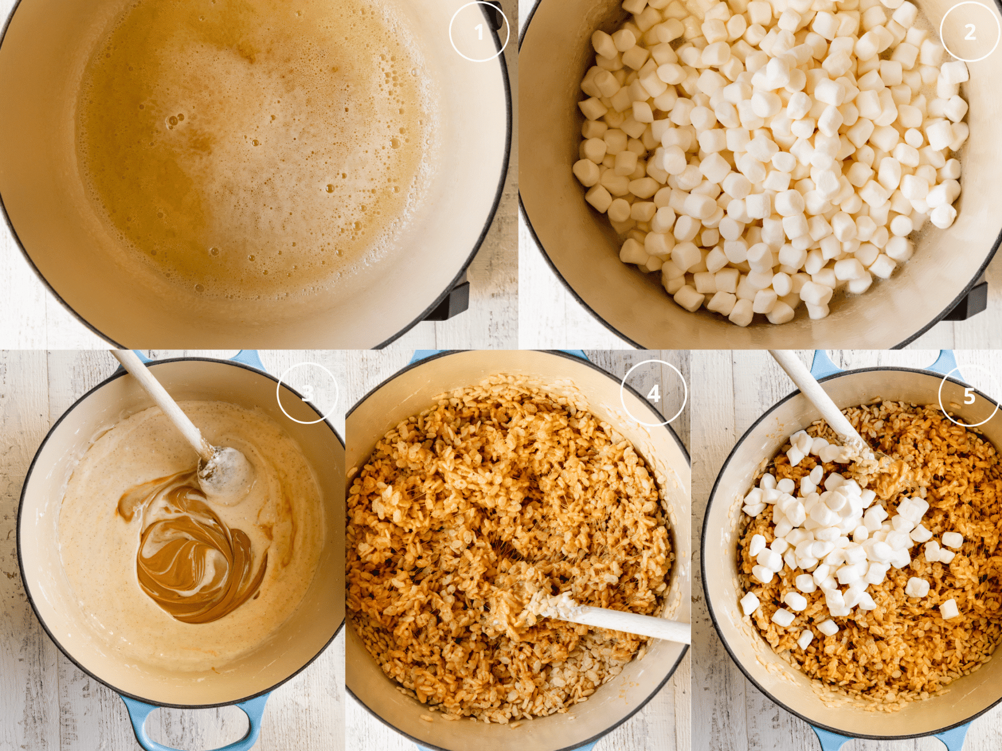 step by step directions on how to make rice krispies with brown butter.