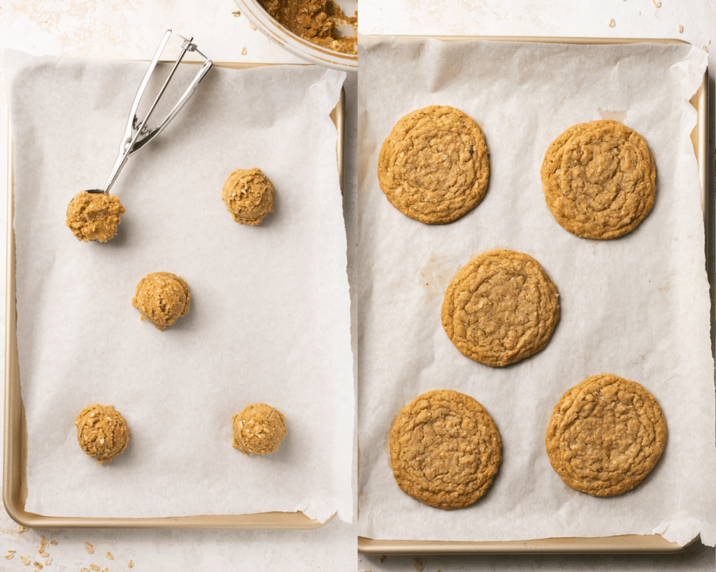 cookies on a baking sheet lined with parchment paper. 